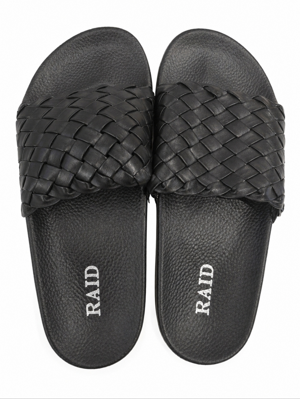 RAID Black Farley Woven Comfortable Slide Sandals – Size 6